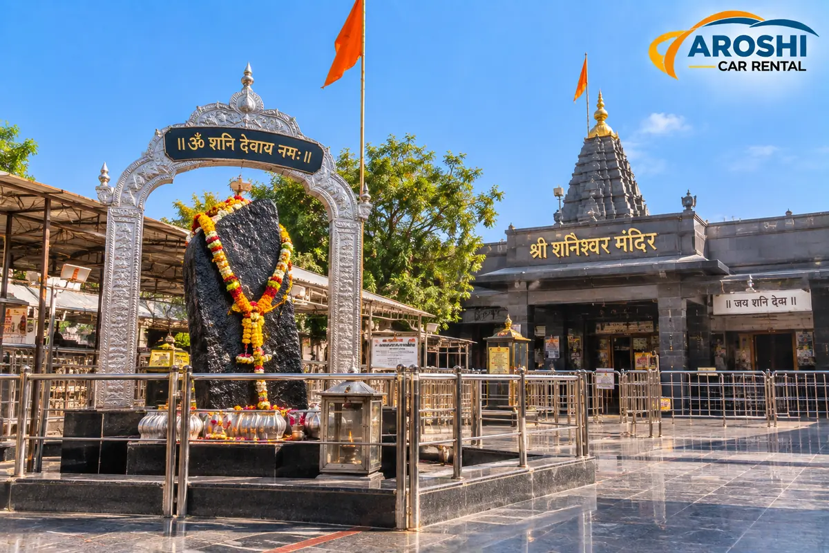 Open-air Shani Dev shrine at Shani Shingnapur